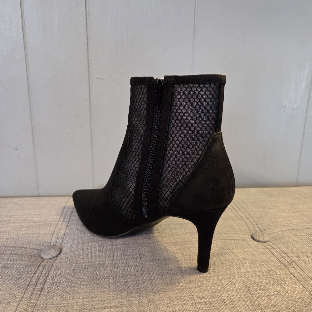 INC International Concepts Black Mesh Heeled Boots - Picture 2 of 5